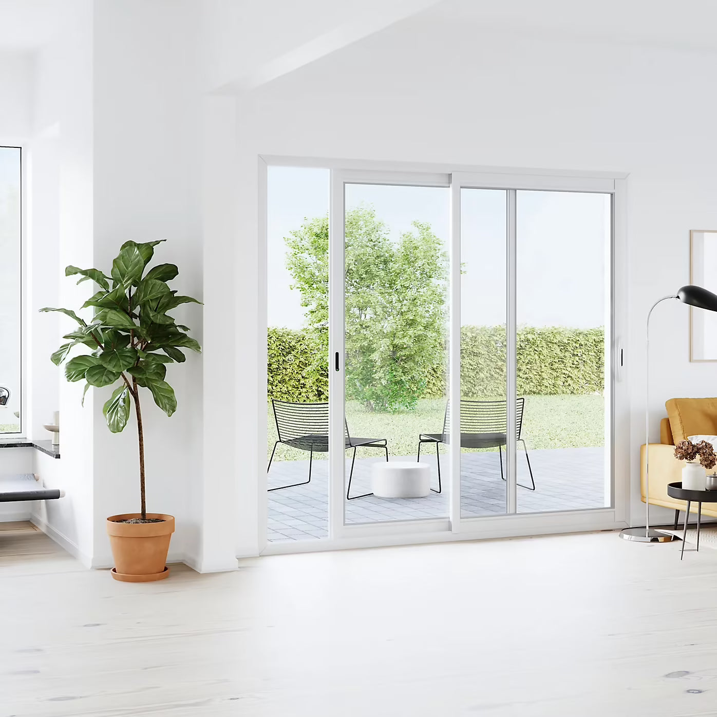 Baie Vitrée Coulissante Aluminium (h) 215 x (l) 240 Cm | Gris ou Blanc | Double Vitrage | Prêt Fenêtre