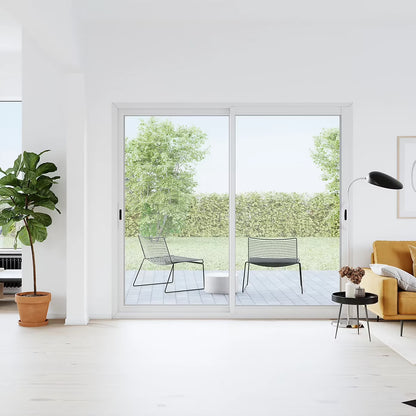 Baie Vitrée Coulissante Aluminium (h) 215 x (l) 240 Cm | Gris ou Blanc | Double Vitrage | Prêt Fenêtre
