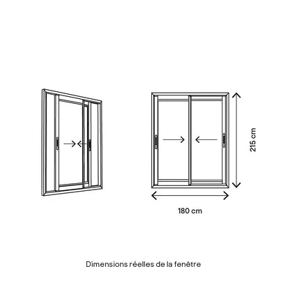 Baie Vitrée Coulissante Aluminium (h) 215 x (l) 180 cm | Gris ou Blanc | Double Vitrage | Prêt Fenêtre