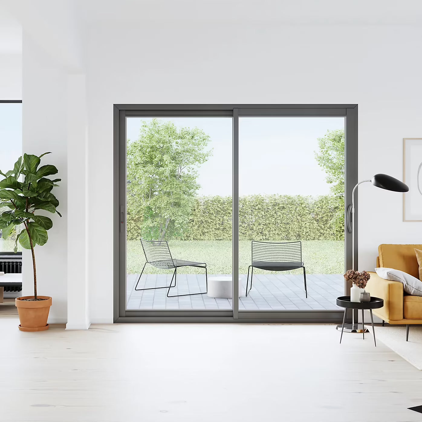 Baie Vitrée Coulissante Aluminium (h) 215 x (l) 180 cm | Gris ou Blanc | Double Vitrage | Prêt Fenêtre