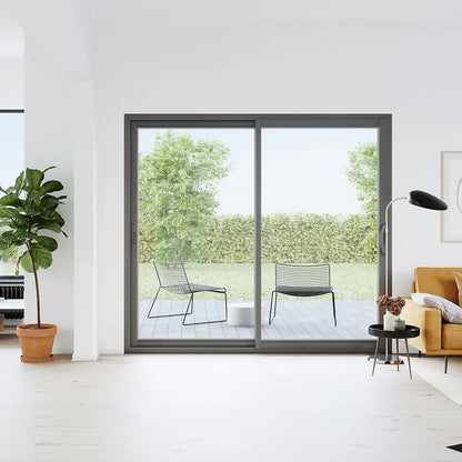 Baie Vitrée Coulissante Aluminium (h) 215 x (l) 240 Cm | Gris ou Blanc | Double Vitrage | Prêt Fenêtre