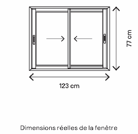 Fenêtre coulissante aluminium 75 H x 120 L cm 2 vantaux – gris ou blanc | double vitrage | Prêt Fenêtre