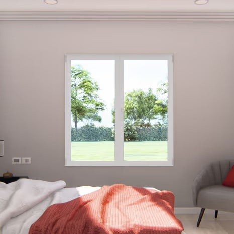 Fenêtre aluminium 2 vantaux gris/blanc oscillo-battant 125H x 140L
