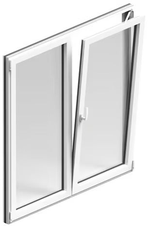 Fenêtre aluminium 2 vantaux gris/blanc oscillo-battant 135H x 120L