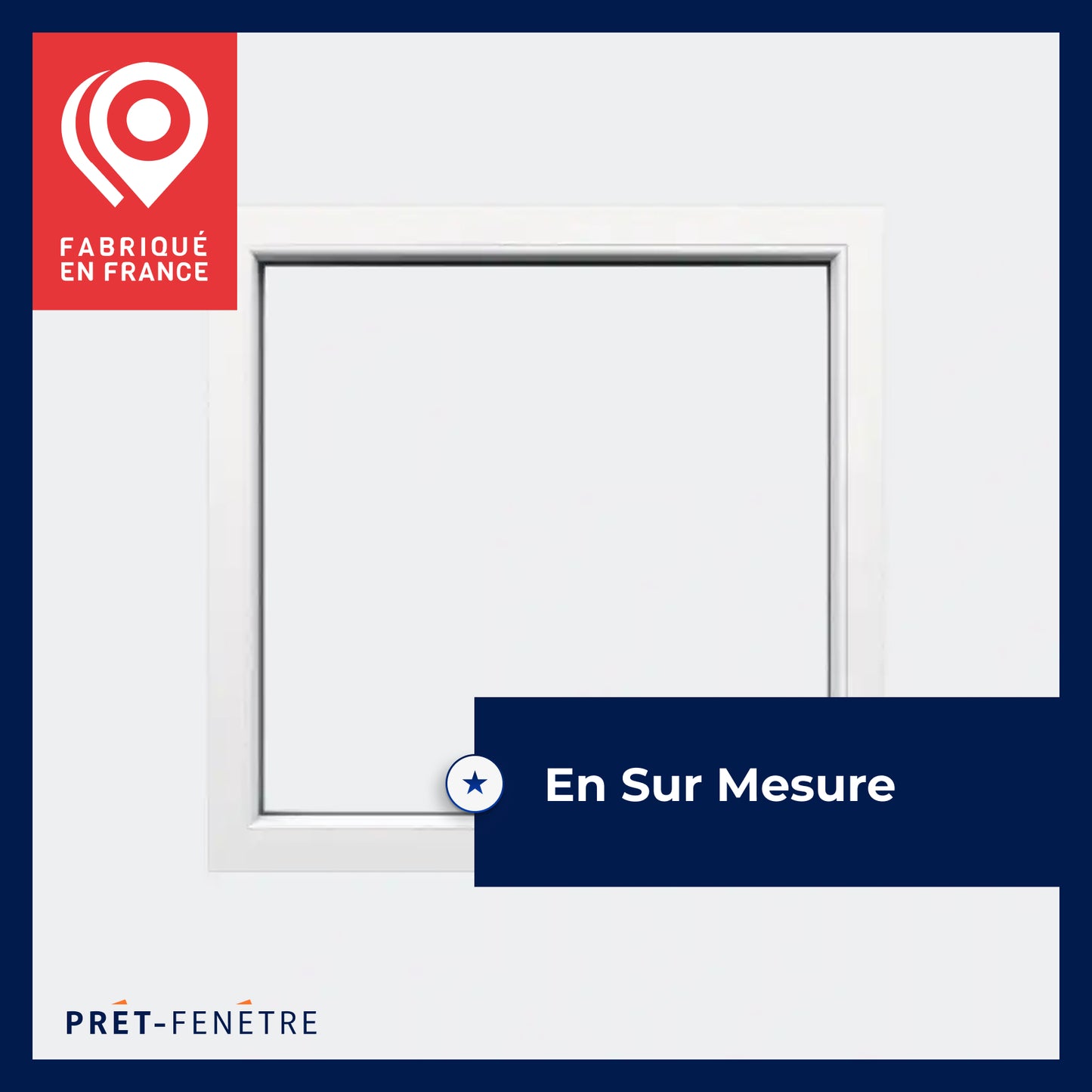 Sur mesure - Fenêtre à châssis fixe gris/blanc avec double vitrage