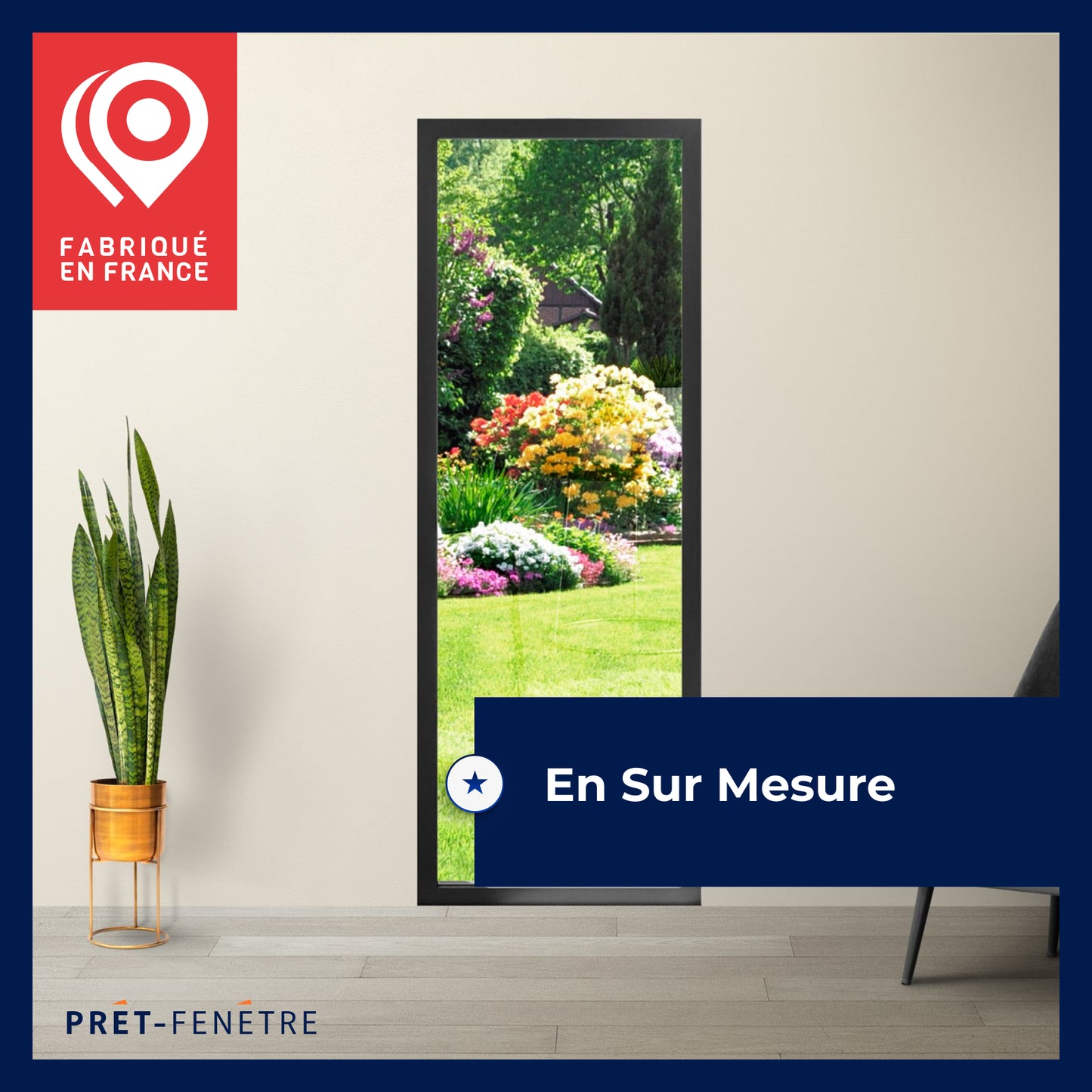 Sur mesure - Porte-fenêtre aluminium ALFA 1 vantail gris/blanc oscillo-battante