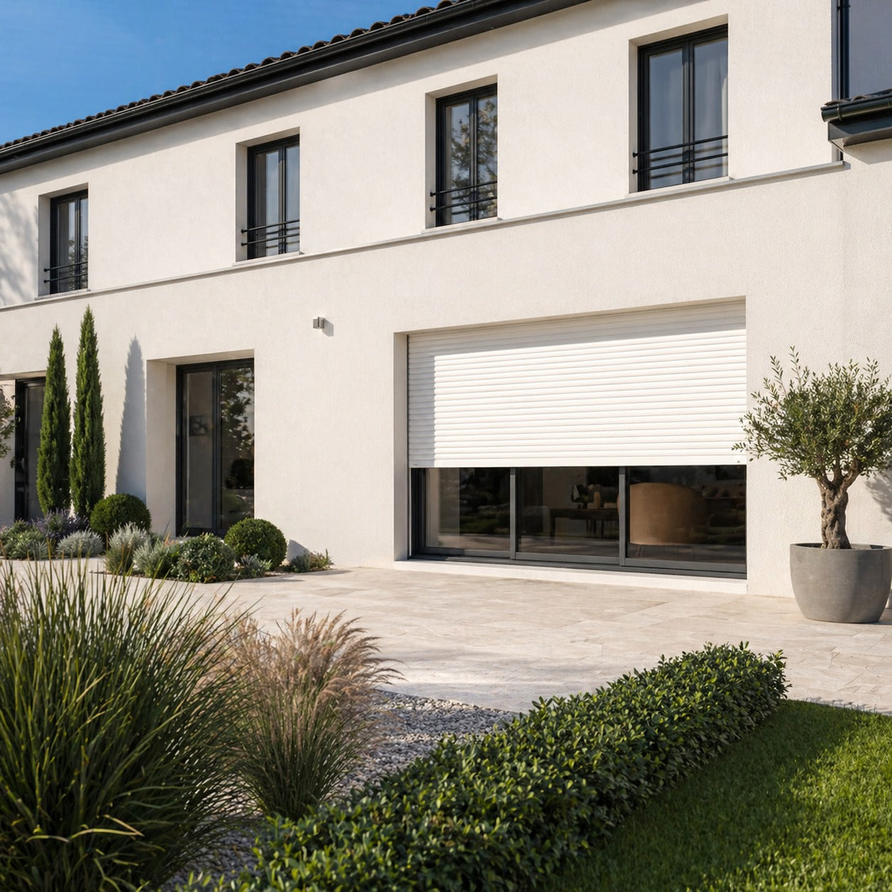 Volet Roulant Électrique Aluminium – 215 cm H x 180 cm L (Blanc ou Gris) | Prêt Fenêtre