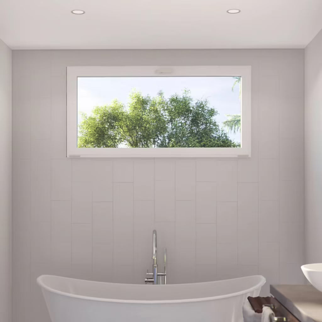 Fenêtre abattante par le haut double vitrage en aluminium gris/blanc L.80 x H.45 cm
