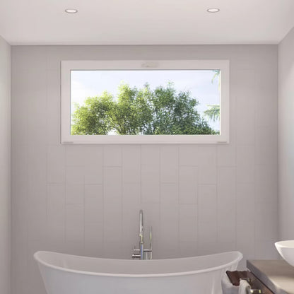 Fenêtre abattante par le haut double vitrage en aluminium gris/blanc L.80 x H.45 cm