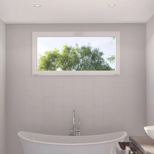 Fenêtre abattante par le haut double vitrage en aluminium gris/blanc L.80 x H.45 cm