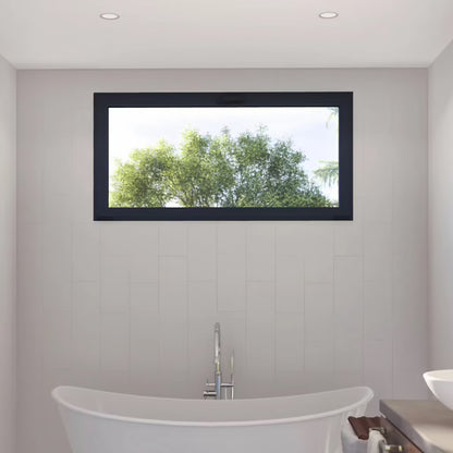 Fenêtre abattante par le haut double vitrage en aluminium gris/blanc L.60 x H.45 cm