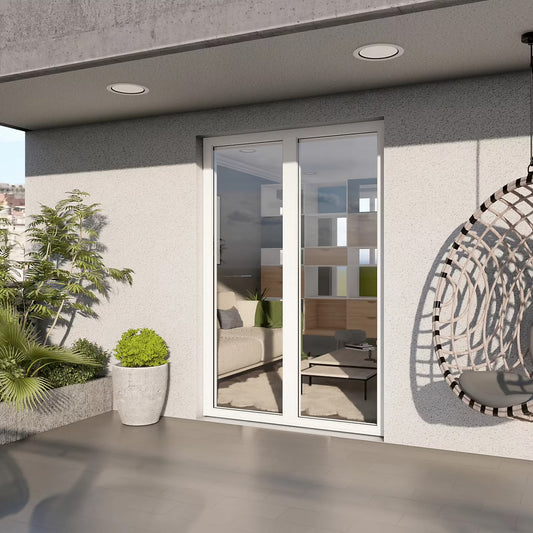 Porte-Fenêtre 2 Vantaux Aluminium 215 x 120 Cm – Gris ou Blanc | Double Vitrage | Prêt Fenêtre