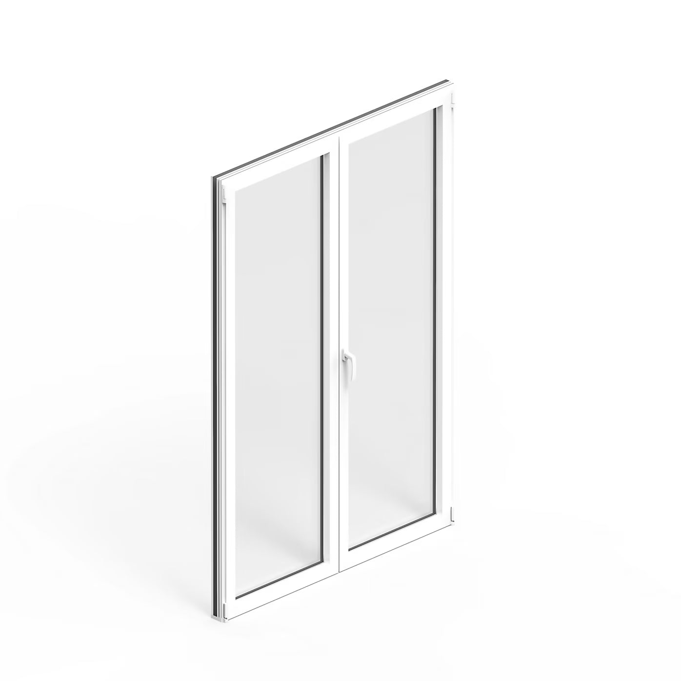 Porte-Fenêtre 2 Vantaux Aluminium 215 x 120 Cm – Gris ou Blanc | Double Vitrage | Prêt Fenêtre